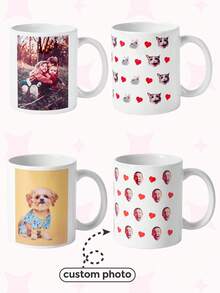 1pc 11oz Personalized Name Birthday Flowers Ceramic Mug, Custom 330ml White Mug,Customized Coffee Cup With Birth Month Flower, Ideal Gift For Family And Friends On Birthday,Wedding Gift Thanksgiving,Christmas,Anniversary Mug - 330ml Horizontal Birthday Flower Mug - View 2