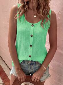 EMERY ROSE New Women's Fashion Casual Versatile U-Neck Tank Top - Green - View 4