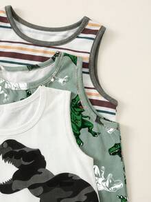3pcs/Set Baby Boy Casual Cartoon Dinosaur Pattern Vest, Suitable For Summer - Multicolor - View 6
