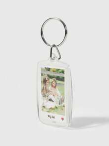 Custom 1PC Photo And Text Keychain, Personalized Acrylic Keychain, Custom Couple Keychain Photo Key Ring, Customized Logo Keychain For Birthday Gift - Multicolor - View 7