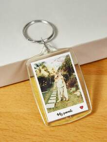 Custom 1PC Photo And Text Keychain, Personalized Acrylic Keychain, Custom Couple Keychain Photo Key Ring, Customized Logo Keychain For Birthday Gift - Multicolor - View 15