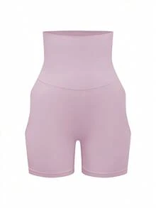 SHEIN Bas sculptant taille haute unicolore pour femmes avec découpes ajourées - Parme - Voir 4