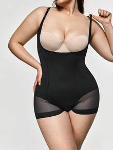 SHAPORA 1 bộ đồ định hình vóc dáng cỡ lớn dành cho nữ, áo liền thân ôm eo gợi cảm với dây đeo có thể điều chỉnh, phù hợp cho mặc hàng ngày và các dịp lễ hội. - màu đen - Xem 3