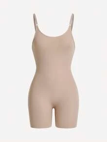 SHAPORA Của phụ nữ Màu thuần Giảm béo Quần bó Áo liền quần dây treo - Màu be - Xem 2