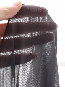 FRIFUL Women's Gray Round Neck Sheer Form-Fitting Layering Top Long Sleeve Women Tops - Dark Grey - View 8