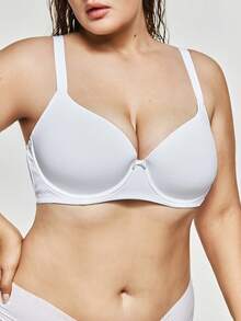 SHAPORA White Plus Size Medium Stretch Fabric Casual Bra With Cup Detail, Lift - White - View 6