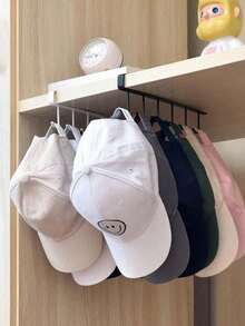 1pc Wall-Mounted Hat Holder Rack With 6 Hooks, Iron Storage Organizer - Portable Over-The-Door Hanger, Suitable For Baseball Caps, Golf Caps Etc. - Multi-Purpose Wardrobe Cabinet Storage Box, Fits All Types And Sizes Of Hats - Multicolor - View 12