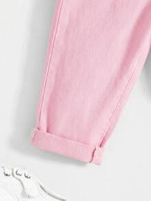 Cozy Pixies Baby Girls Fall Clothes Ruffle Trim Square Neck Bow Front Denim Overall Jumpsuit Without Tee - Pink - View 4
