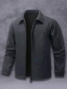 Manfinity Homme Chaqueta casual versátil de unicolor para hombre, ideal para ir al trabajo - Gris Oscuro - Ver 4