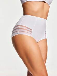 SHAPORA Women's Solid Color Sheer Patchwork Comfortable Breathable Shapewear Bottom - White - View 4