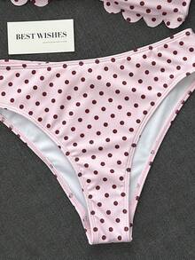 Swim Mod 女款泳衣，切割邊緣，花瓣邊緣平口式，甜美可愛，碎花印花，紋理羅紋面料 - 彩色 - 查看 6