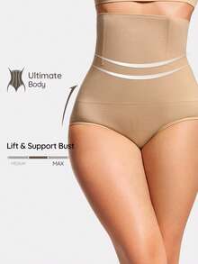 SHAPORA High Waist Shapewear Panty - Apricot - View 1