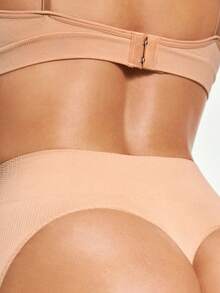 SHEIN Women's Shapewear Bottoms, Solid Color With Cutout Back - Apricot - View 5