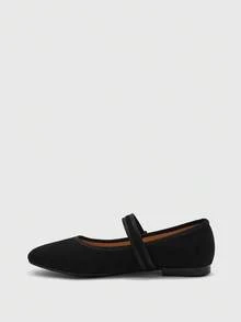 CUCCOO BIZCHIC Spring And Autumn Metal Buckle Contrasting Color Hemming Round Toe Flat Bottom, Retro Style Mary Jane Shoes Commuting Shopping Fall Shoes - Black -1 - View 9