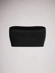 SHAPORA 3pcs/Set Women Simple Solid Color Seamless Bandeau Bra Sets For Everyday Wear CASUAL - Black - View 5
