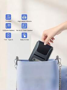 Teckwe 1-Pack Portable Mini Thermal Label Printer & Paper Bluetooth Portable Home Receipt Printer Ink-Free Thermal Printing Create Labels Anytime And Anywhere A Thoughtful Gift For Family And Friends 1200mAh Battery - Multicolor - View 5