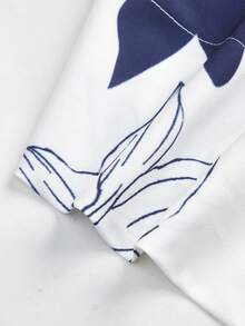 Irokai Floral Pattern Kimono Sleeve Robe And Camisole Dress Yukata Set - Blue and White - View 11