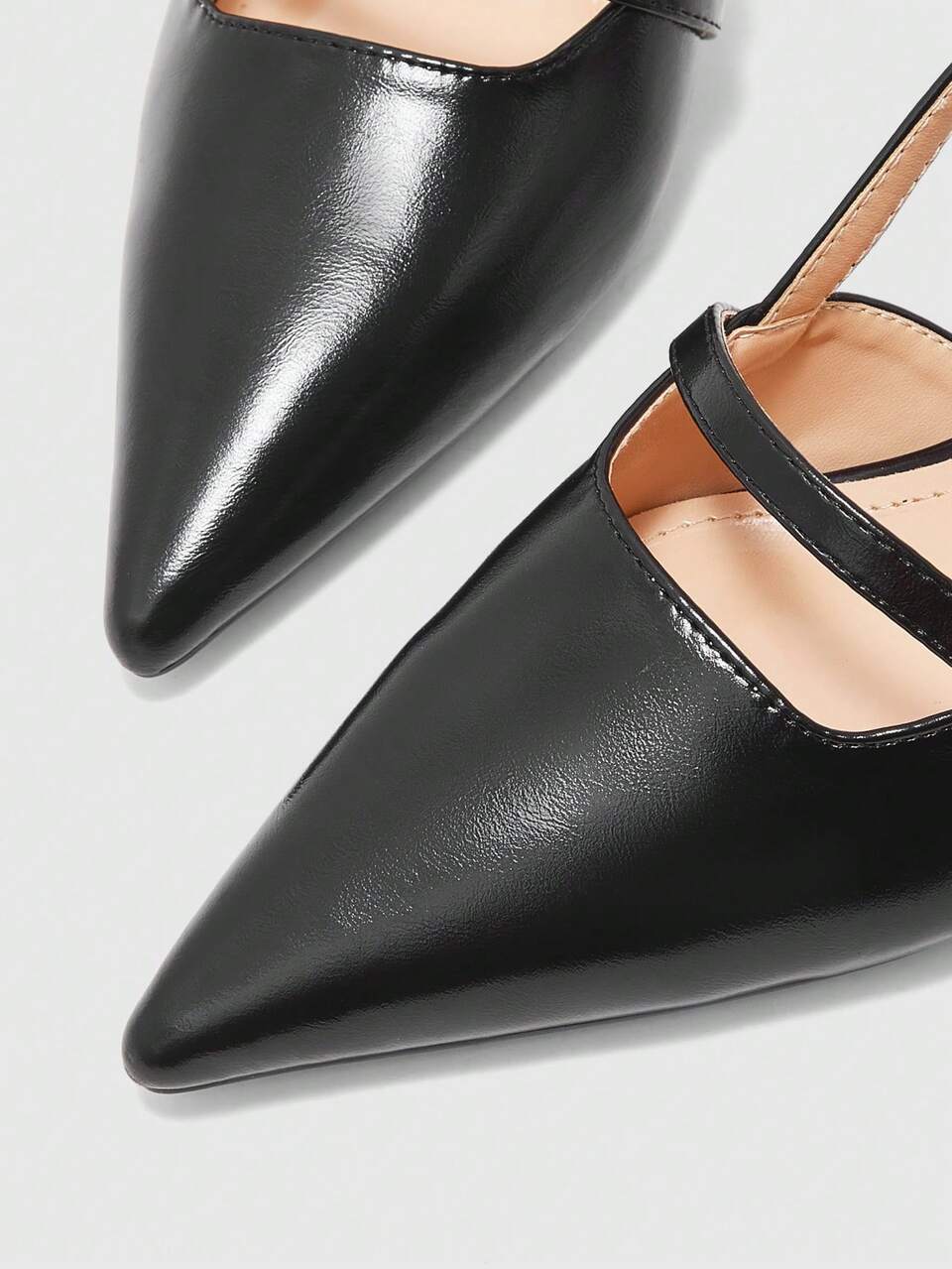 CUCCOO BIZCHIC Slingback Shoes After Commuting Versatile, Pointed Patent Leather Thin Heels Low Vamp Women's Shoes