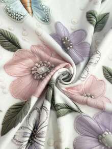Franclia Women's Butterfly & Floral Print Short Sleeve T-Shirt, Summer - Multicolor - View 5