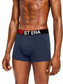 EasyFave 5pcs/Pack Men's Letter Print Boxer Briefs - Multicolor - View 5