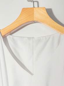 SHEIN Women's Chiffon Splice Bat Wing Short Sleeve Blouse, 2 In 1, Crop Top - White - View 6