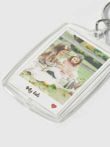 Custom 1PC Photo And Text Keychain, Personalized Acrylic Keychain, Custom Couple Keychain Photo Key Ring, Customized Logo Keychain For Birthday Gift - Multicolor - View 17