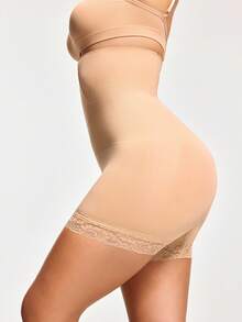 SHAPORA Women's High Waist Tummy Control Lace Spliced Shapewear Panties - Apricot - View 3