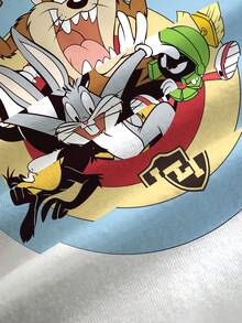 LOONEY TUNES X SHEIN 大尺碼全身印花T恤 - 白色 - 查看 8