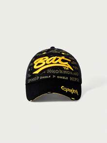 Glisma 1pc Outdoor Couple Hip Hop Baseball Cap, Sun Protection Snapback Hat With BAT, GAPHY, GRAPHY Embroidery, Fashionable Casual Contrast Color Design - Multicolor - View 9