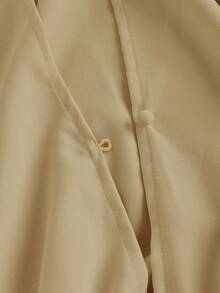 SHEIN MOD 大尺碼女款素色無袖優雅通勤洋裝（附腰帶） - 卡其色 - 查看 6
