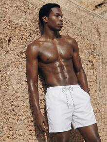 Palasendo Hombres Shorts de natación de cintura con cordón - Blanco - Ver 1