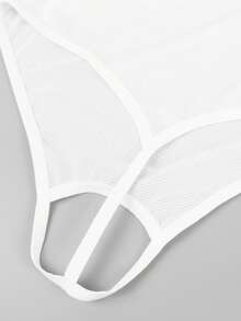 SHEIN DrisQ Men's Backless Hollow Mesh Tank Top Jumpsuit Sexy Lingerie - White - View 5
