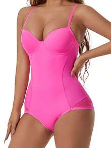 SHAPORA 1 pieza Body moldeador para mujer (con aros de soporte) - Rosa Fucsia - Ver 4