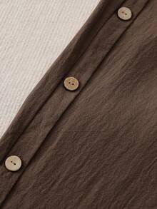 SHEIN PETITE Women's Summer Dark Brown Solid Color Fabric Design Side Seam Button Decoration Pocket Flap Design Casual Vacation Western Bohemian Street Style - Coffee Brown - View 7