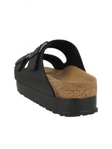 Birkenstock Arizona PAP Flex Platform Birko-Flor Women's Flat Sandals Black 1027395 - Black - View 4
