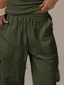 MUSERA Cargo Tie Waist Capri Pants Spring Summer Cute Cosy Cottage Core Spring Dew Casual - Army Green - View 5