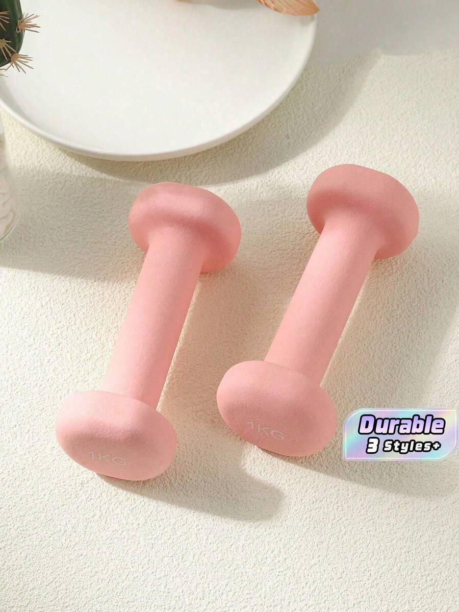 1公斤瑜伽健身平头哑铃，男女通用，健身房配件 - 彩色 - 查看 1