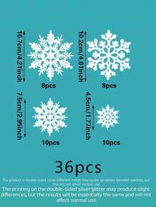 36 PCS White Glitter Snowflake Ornaments Christmas Tree Decorations Hanging Party Supplies Winter Wonderland Theme Holiday Decorations Sparkling Plastic Snowflakes For Xmas New Year Wedding Home Decor Festival Background Party Favor Decorative - multicolor - View 9