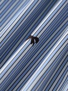 GlowEve Pantalones rectos de mujer de cintura alta con bolsillos, detalles a rayas y lazo, estilo casual y holgado, para verano - Azul - Ver 5