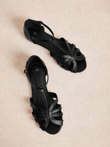 Rosivie Women's Casual Versatile Flat Sandals, Summer - Black - View 1
