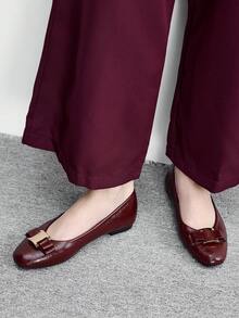 CUCCOO BIZCHIC 女款平底套腳時尚樂福鞋 春季鞋 春假復活節聖誕節適用 - 棗紅 - 查看 4