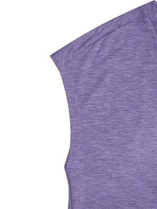 EMERY ROSE Camiseta de mujer de unicolor con cuello en V, manga corta, ajuste holgado, versátil y de moda - Morado - Ver 5