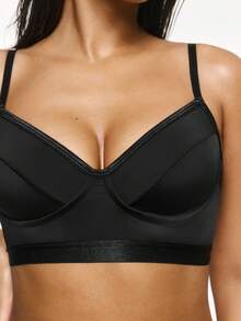 SHAPORA Camiseta de base sin costuras para mujer, ligera, suave, nítida y con forma, de textura fina y sedosa, ajustada a la piel pero no restrictiva, ligera y sin ataduras, moldeadora y estilizadora, de diseño simple y versátil, de unicolor clásico, de estilo minimalista y todo a juego - Negro - Ver 6