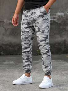 Manfinity Roughcore Men's Grey Camouflage Skinny Casual Pants - Multicolor - View 5