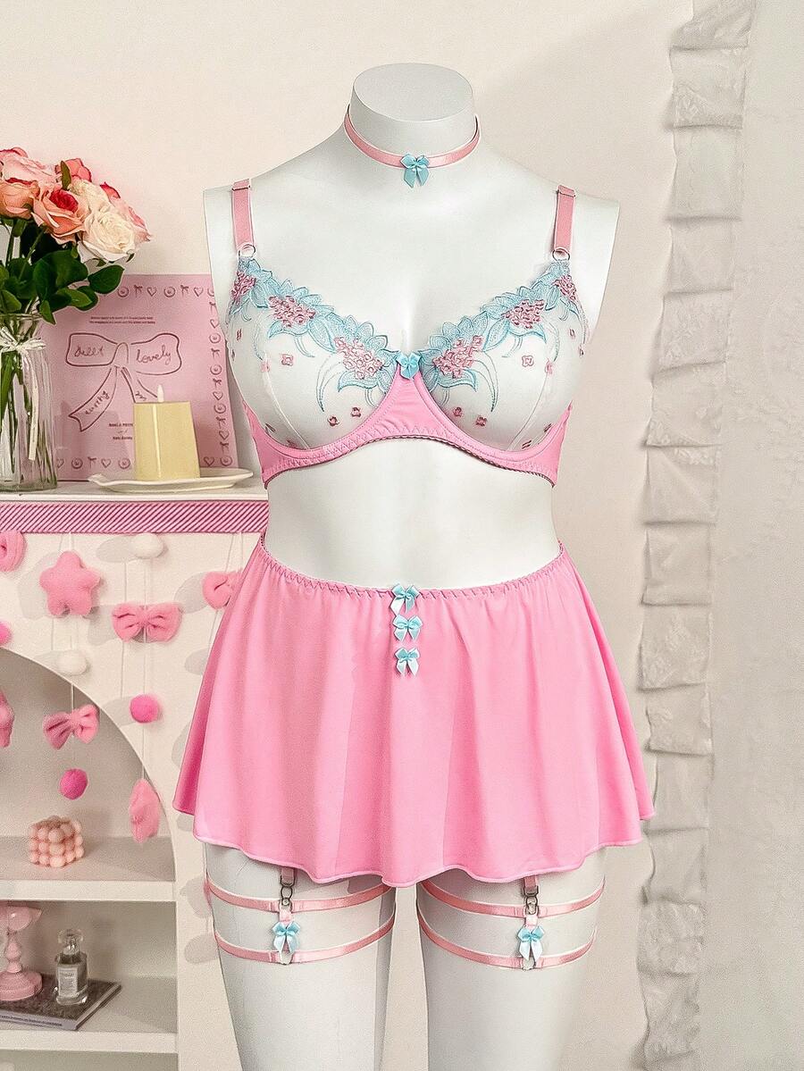 SHEIN 5件組牛奶絲拼接內衣 - 粉色 - 查看 1