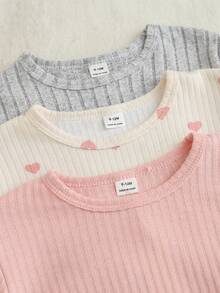 SHEIN Playful Pals Baby Girl Comfortable Round Neck Long Sleeve T-Shirt And Long Pants Set - Baby Pink - View 7