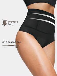 SHAPORA 1pc Women's Black Sheer Shapewear Bottom - Black - View 1