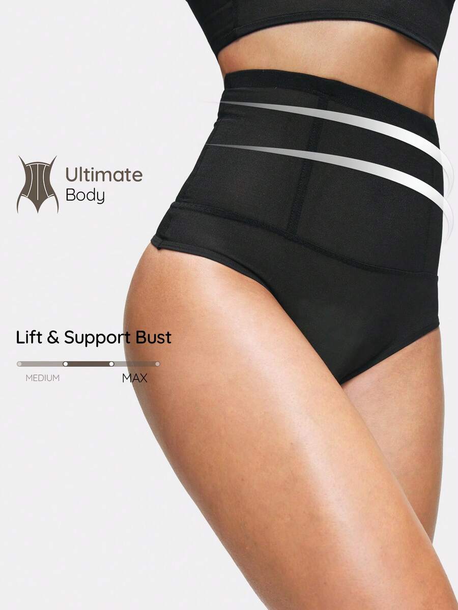 SHAPORA 1pc Women's Black Sheer Shapewear Bottom - Black - View 1