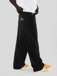 FORM&CHAOS [100% Cotton]Men's Loose Twill Black Pants City Break Winter Streetwear - Navy Blue - View 6
