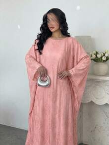 Yasveil Elegante türkische Tunika & arabische traditionelle Tunika für Damen mit Spitzenbesatz, gefüttert, Schnürung an der Taille, langen Ärmeln und ausgestelltem Schnitt - Pink - Übersicht 9